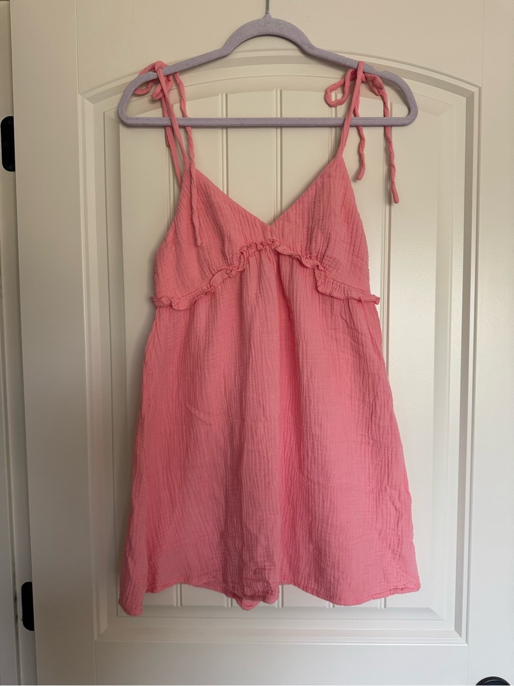 Pink Lily Pink Tie-Shoulder Ruffled Mini Dress